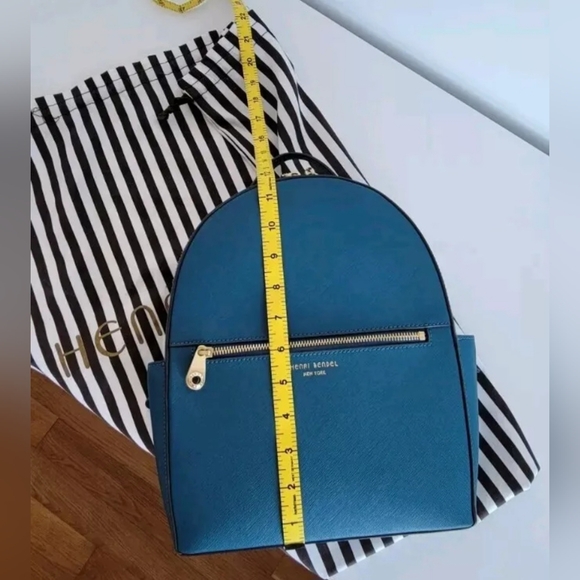 Henri Bendel New York Leather Backpack Blue Turquoise - Picture 13 of 16